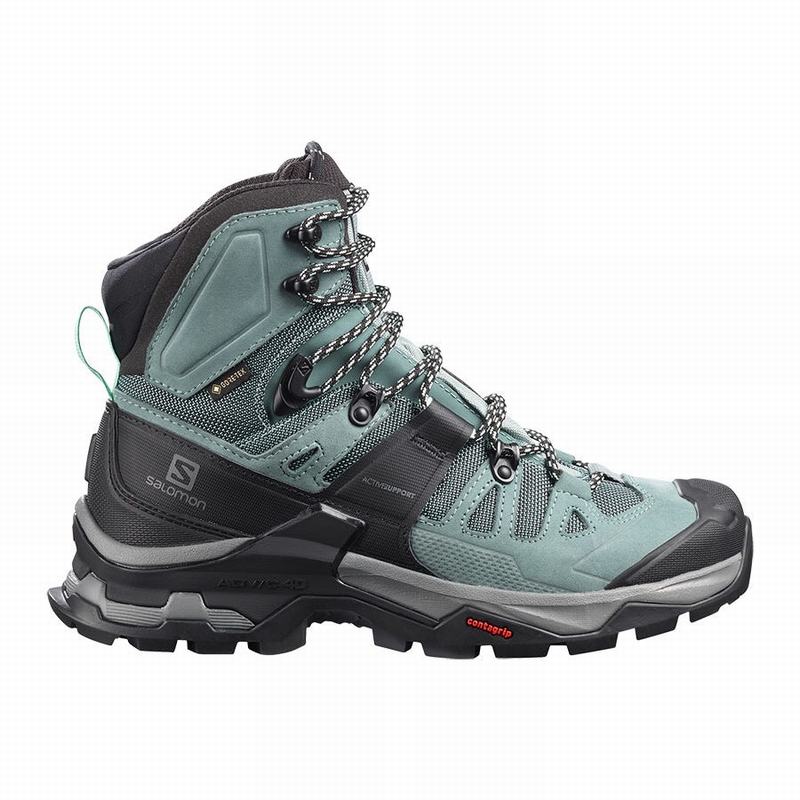 Bottes De Randonnée Salomon Femme Vert / Bleu - Salomon QUEST 4 GORE-TEX - France (0241-HNZGS)